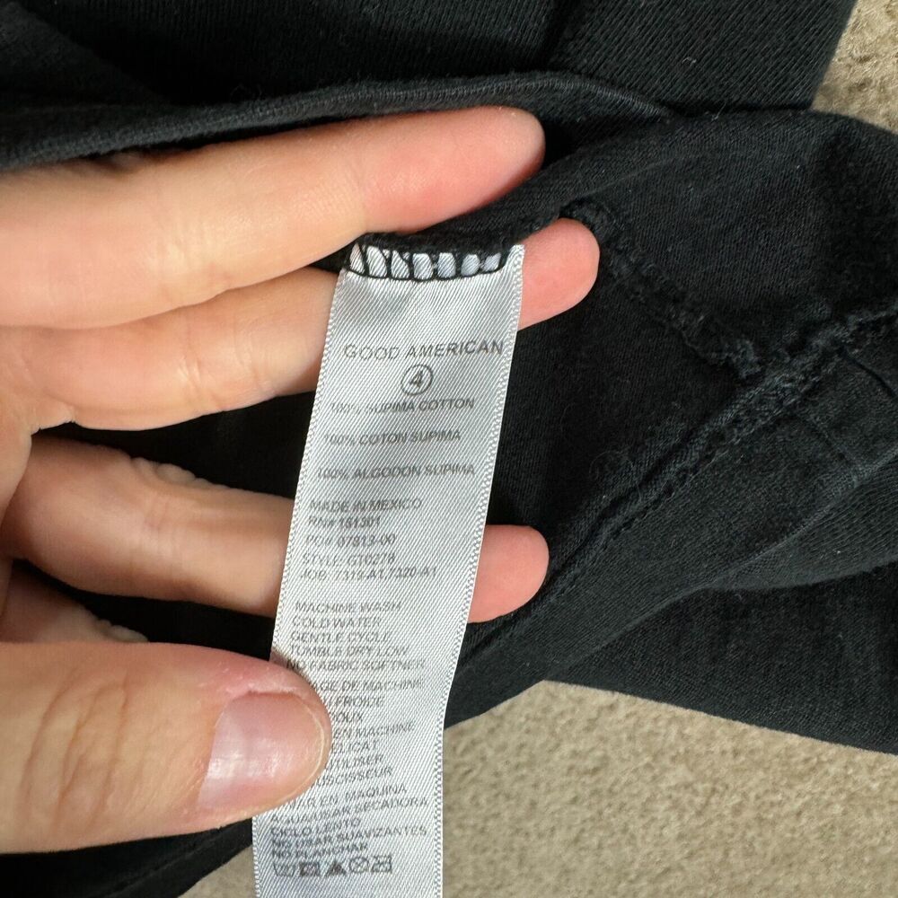 Good American Girlfriend T-Shirt Womens 4 XL Black V Neck Supima Cotton Boxy - Picture 7 of 10